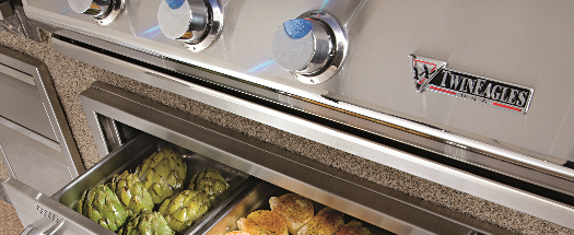 godbyhearthandhome twin eagles buil-in buil in gas grill with warming drawer and storage