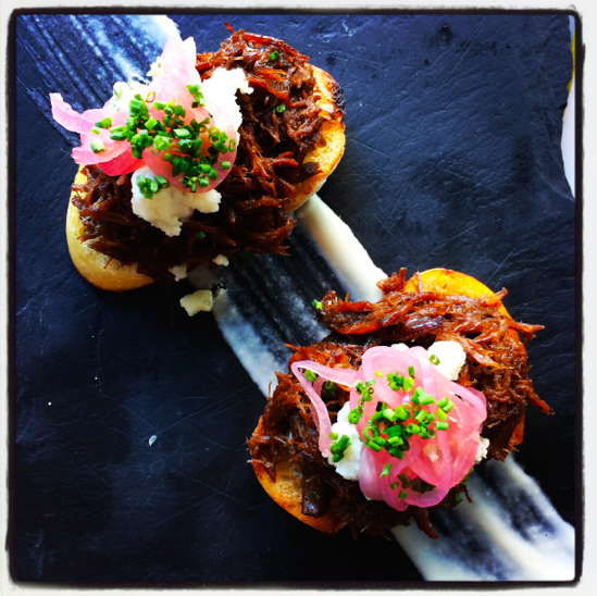Braised short rib toast at Moxy, in Portsmouth, New Hampshire