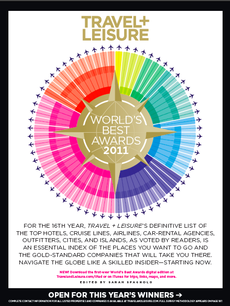 World's Best Awards, Travel + Leisure, August 2011