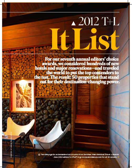 It List, Travel + Leisure, August 2012