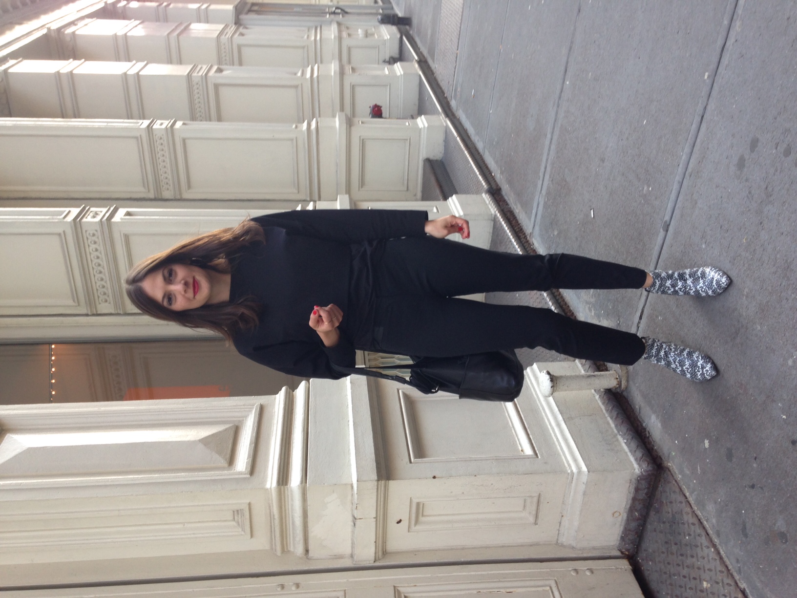 In SoHo, N.Y.C., wearing new booties