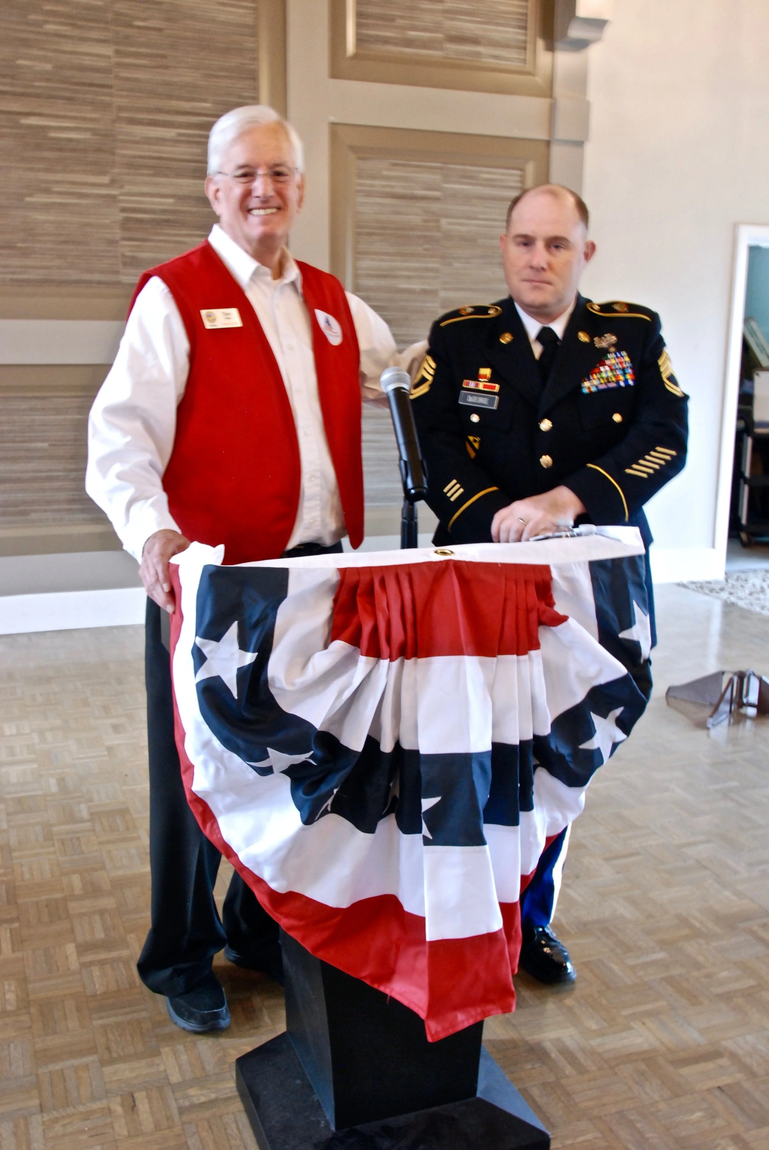 Keynote Speaker Sergeant First Class DeGeorge and LBS Veternans President Tom Gilder