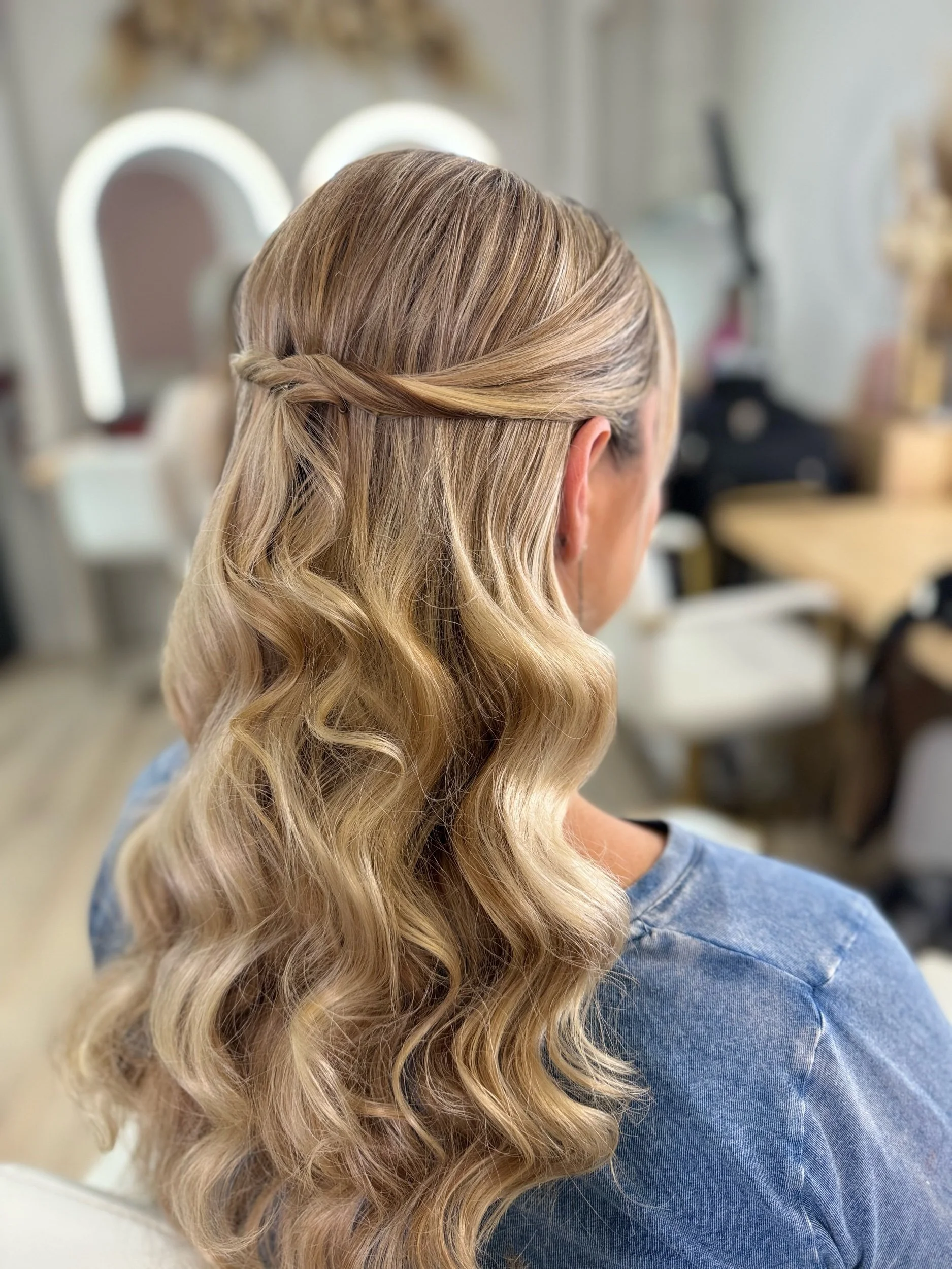 Bridal hair half up half down