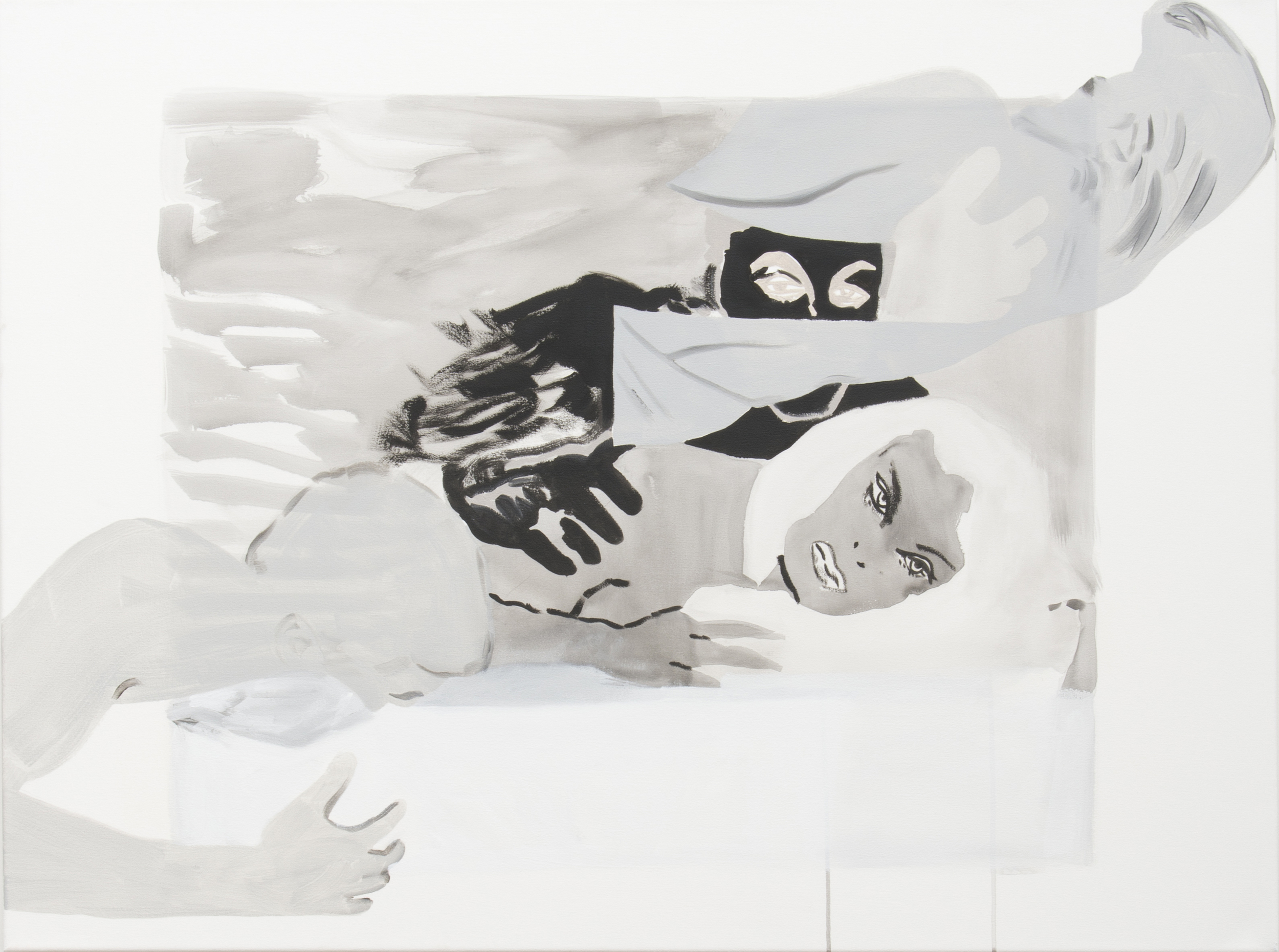 See Saw (Black/White), oil and flashe on canvas, 36 x 48 in., 2014