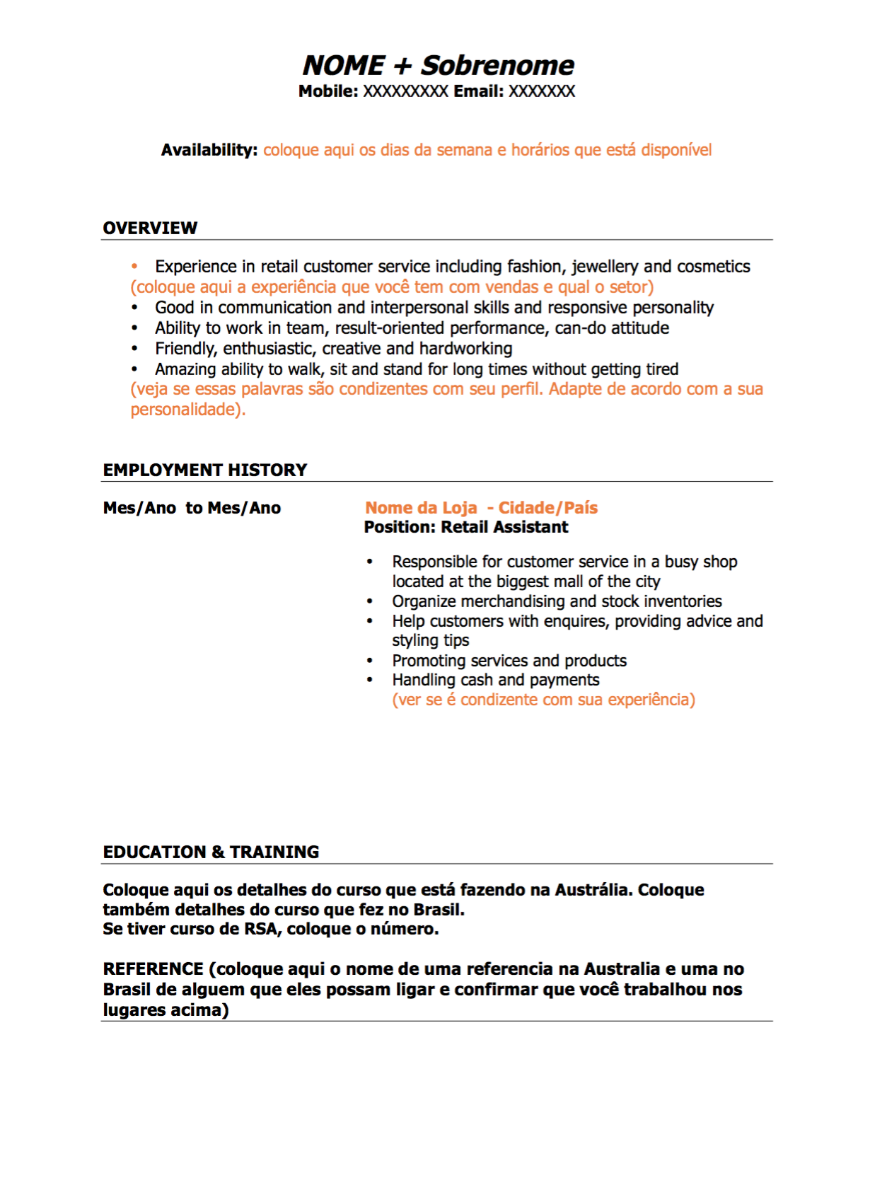 Resume - Retail