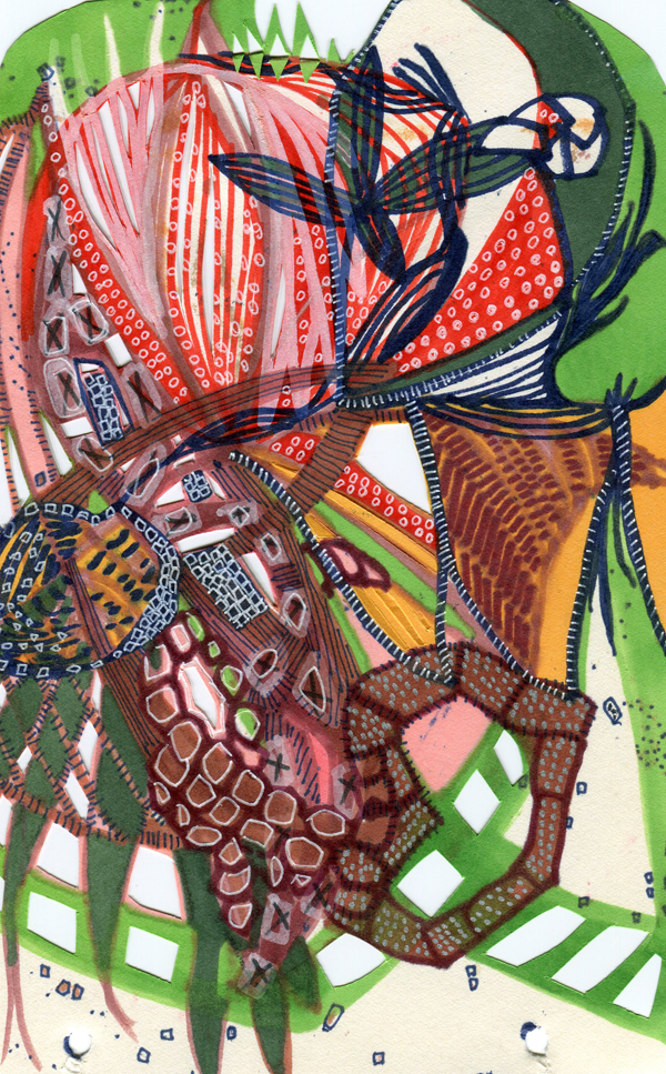 Florbela Ink on paper with cut-outs 6" x 9" 2016