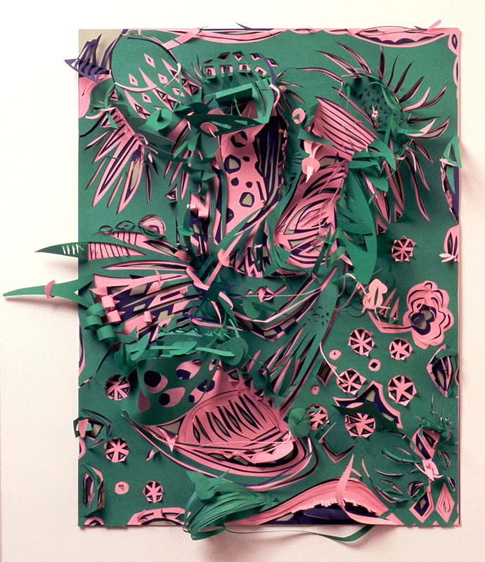 Pink Blossoms Paper cut-out 19" x 27" 2008