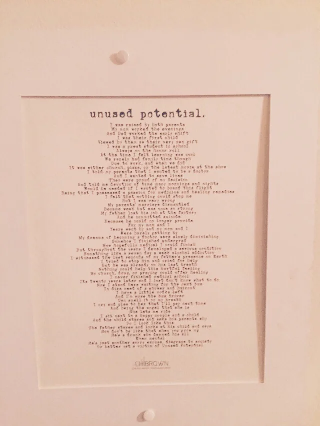 Unused Potential (Matted Poetry For Sale)