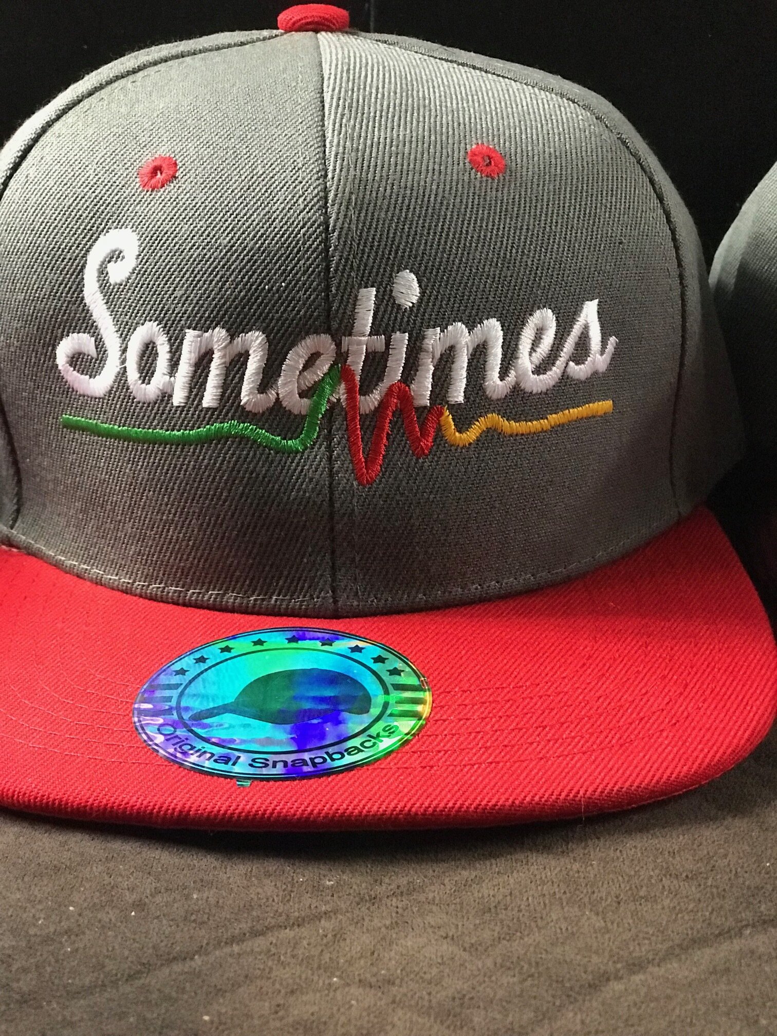 Red and Grey Sometimes Snapback