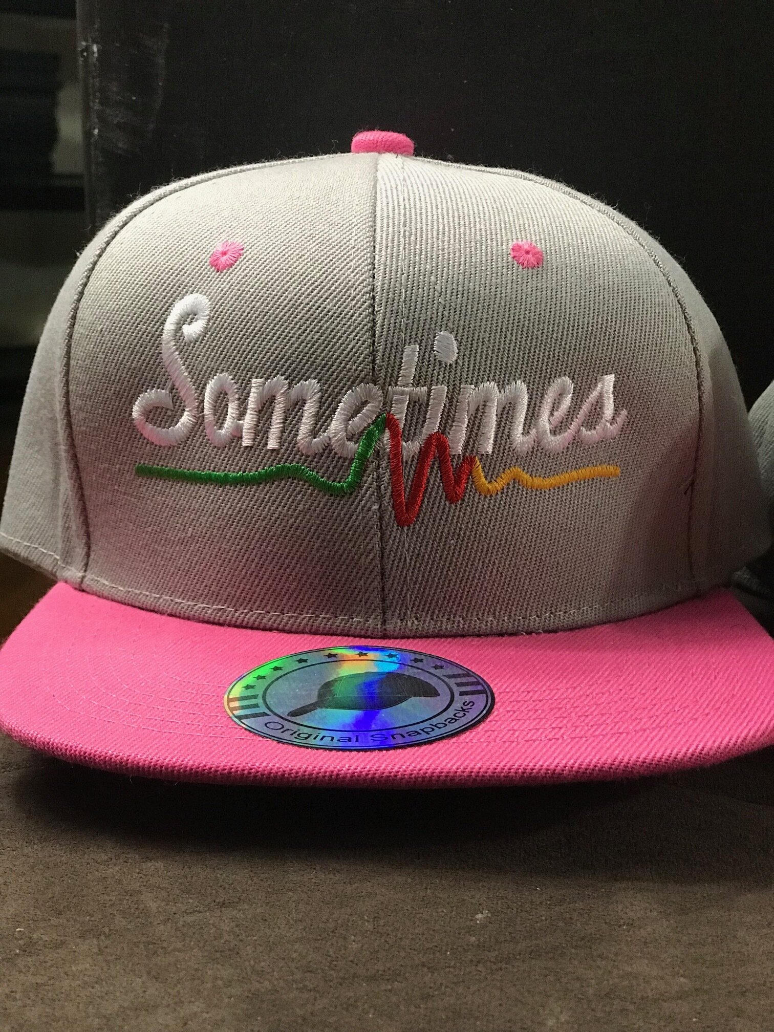 Pink and Light Grey Sometimes Snapback