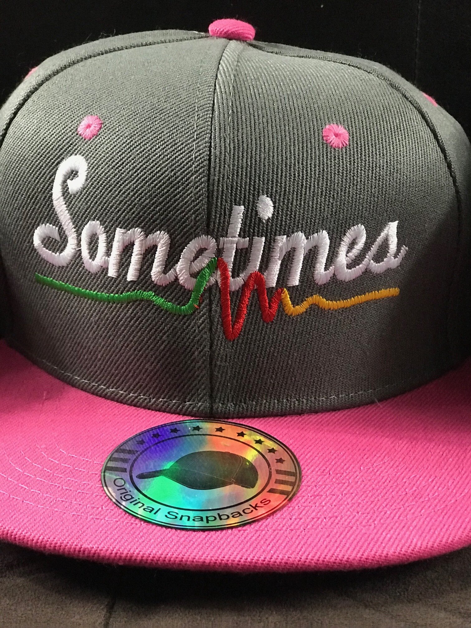 Pink and Dark Grey Sometimes Snapback