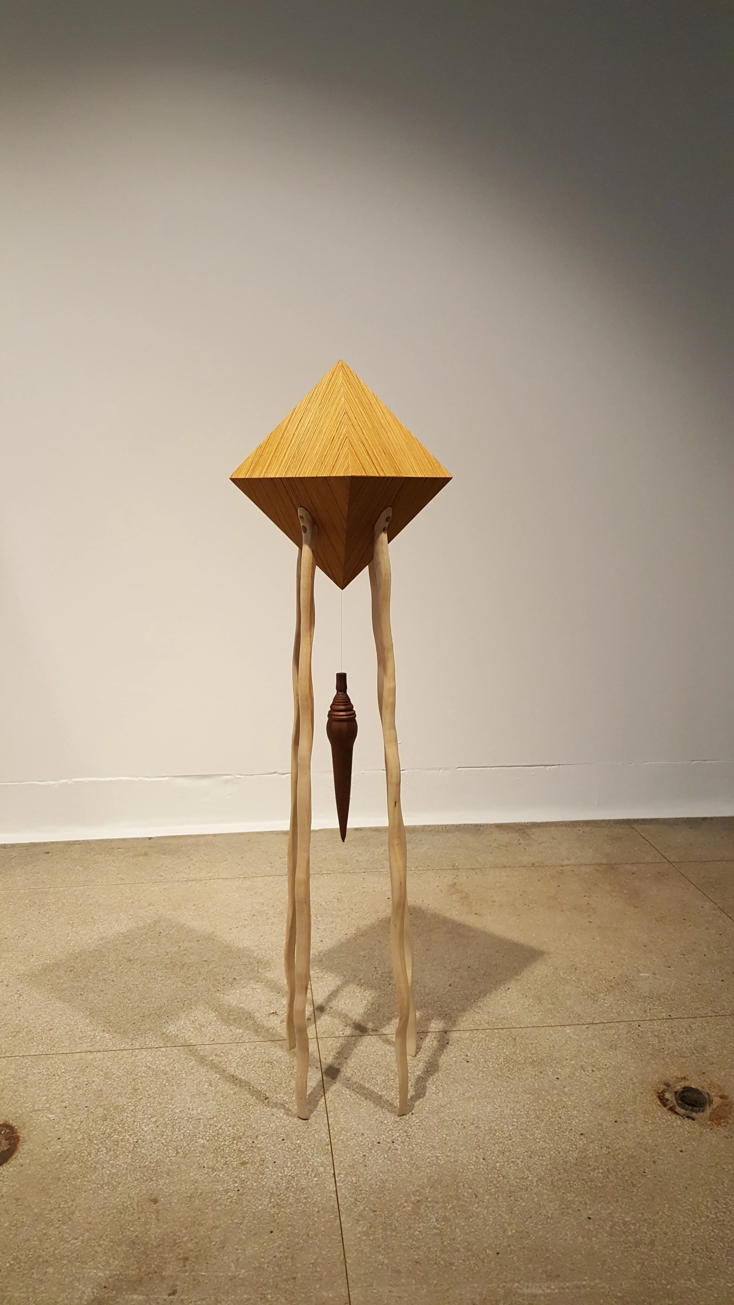  Teak, Black Walnut, Ash, Brass wire  8" X 8" x 45" 