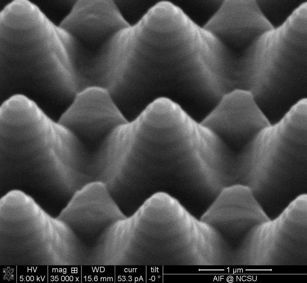 UV-cured polymer micro-pyramids