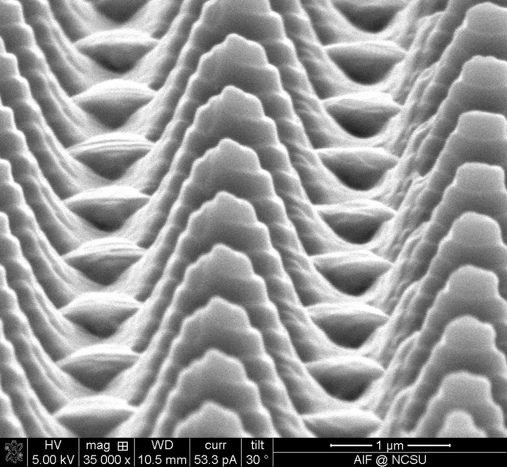 UV-cured polymer micro-pyramids