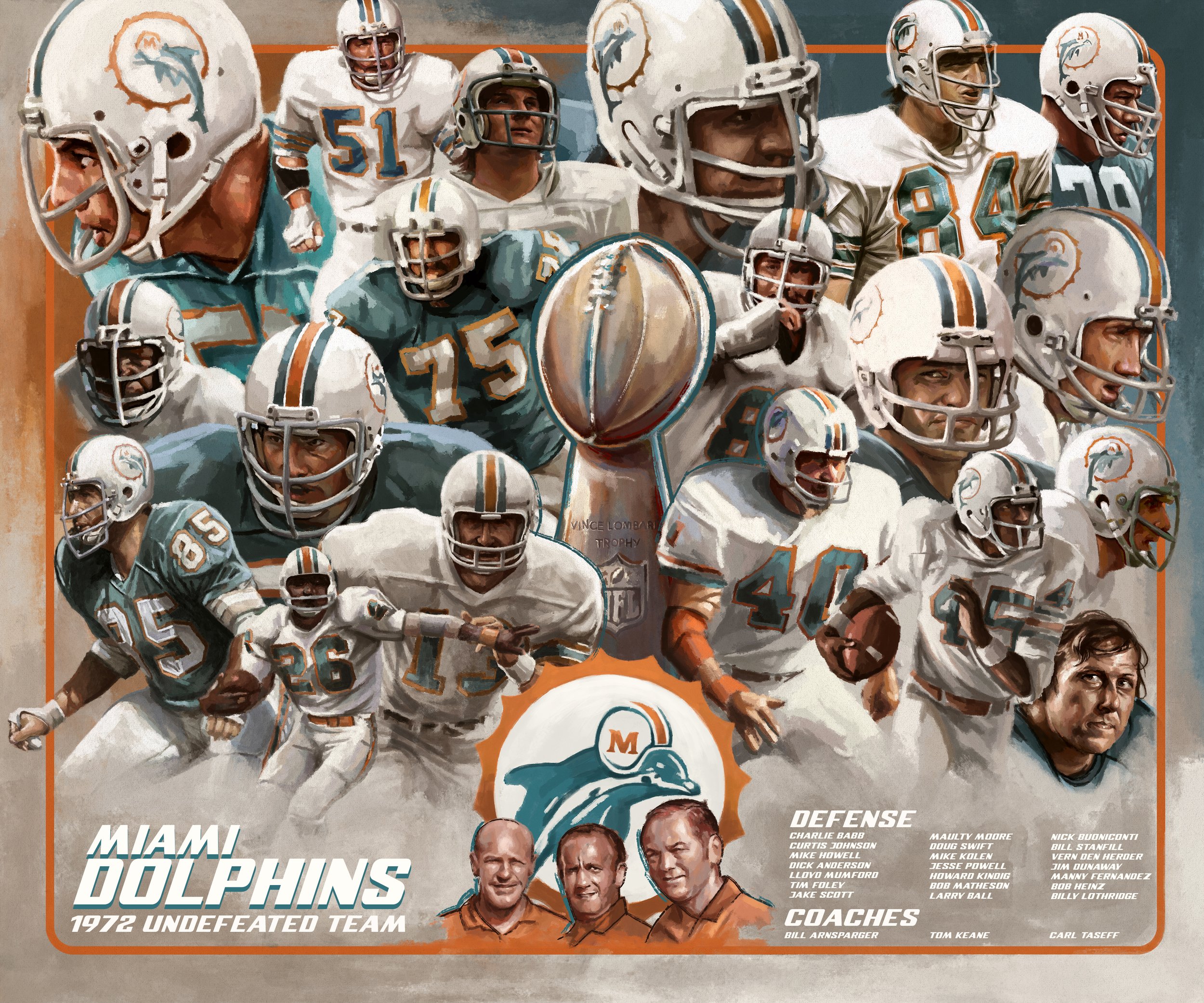  Legends Never Die 1972 Miami Dolphins Mosaic Framed Photo  Collage, 11x14-Inch Black : Sports & Outdoors
