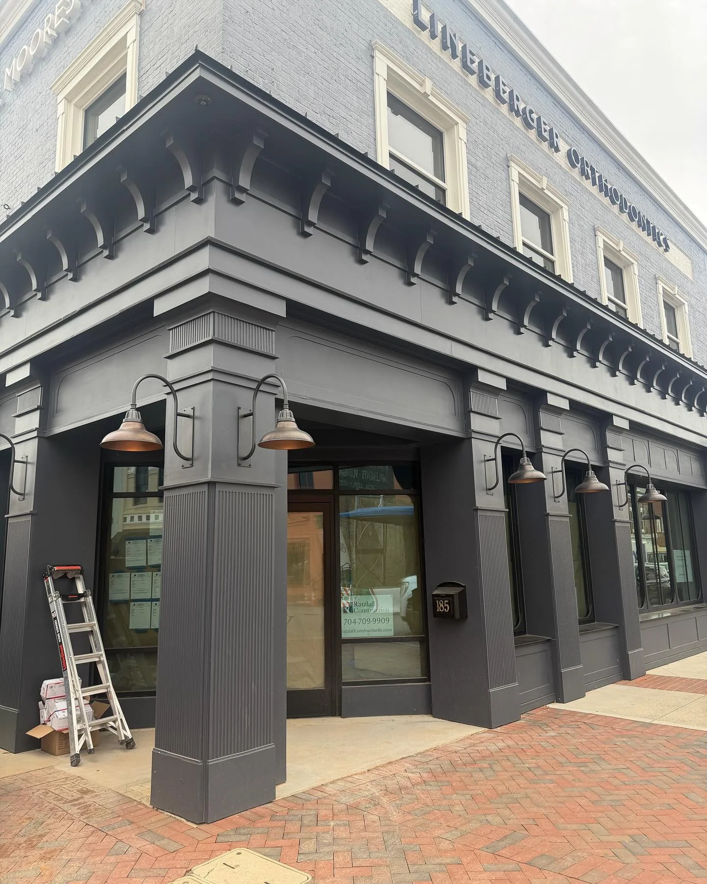 Our Facade renovation still has some secrets to reveal&hellip;and the interior will have another story to tell. Stay tuned @downtown_mooresville !

#peadonfineinarchitecture 
#downtownmooresville