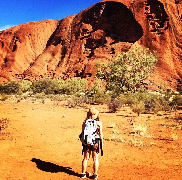 Deborah completing the base walk at Uluru, Northern Territory, Australia.