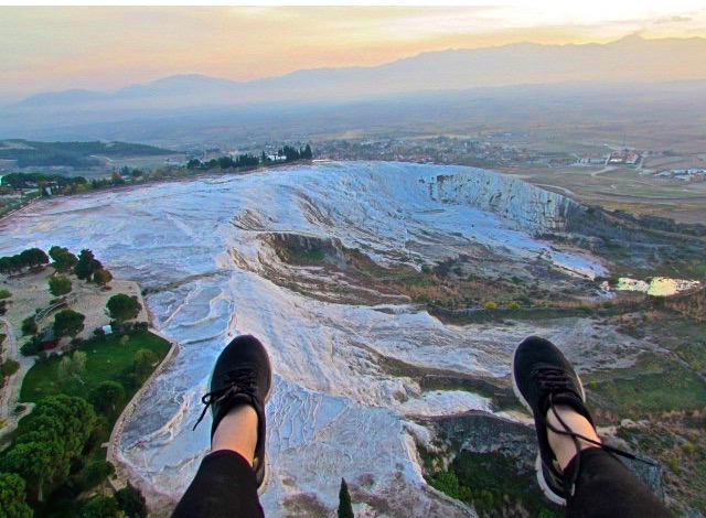 Sarah's view over Pammakale, Turkey at Sunset. Are we jealous? You bet.