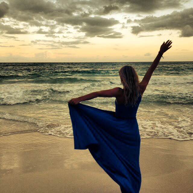 Eva in Mexico, lapping up the beauty to be found on the beach.