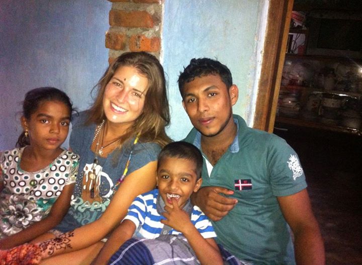 Emily with friends she's made on her adventures