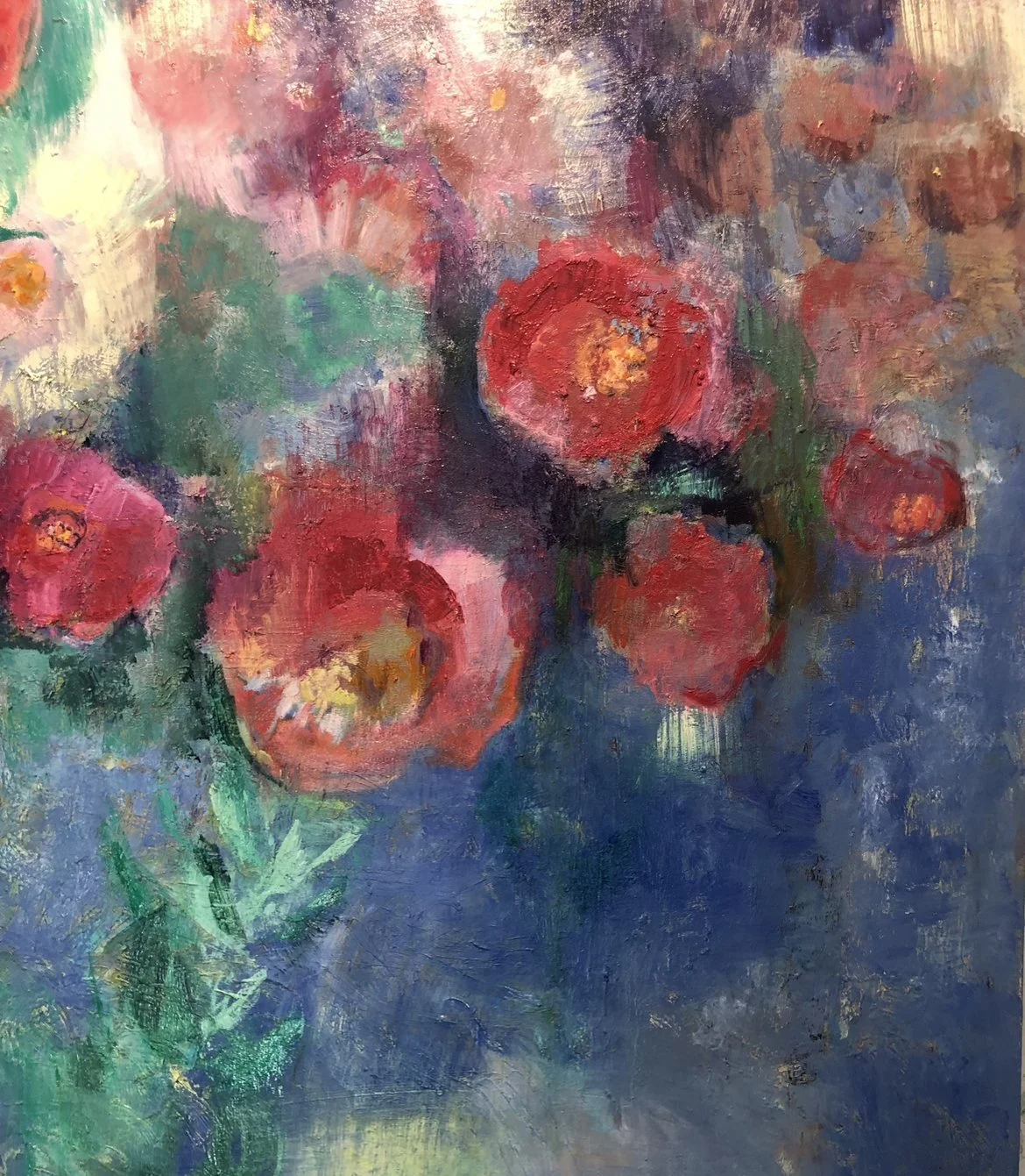 Poppies, 30” x 40” oil on cradled wood, 2023
