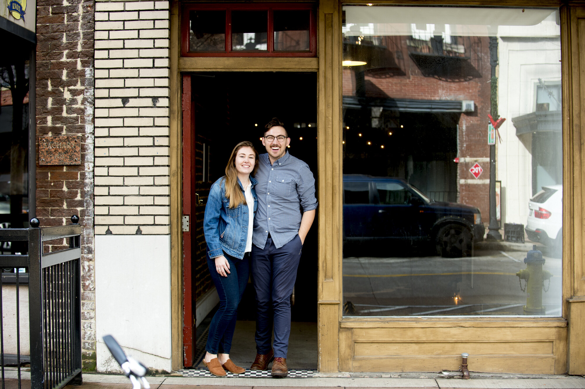  Katherine and Logan Higgins pose for a photo in front of their future Jacks of Knoxville shop at 133c South Gay Street in Knoxville. The shop will have a strong focus on selling arts and crafts made by local makers. 