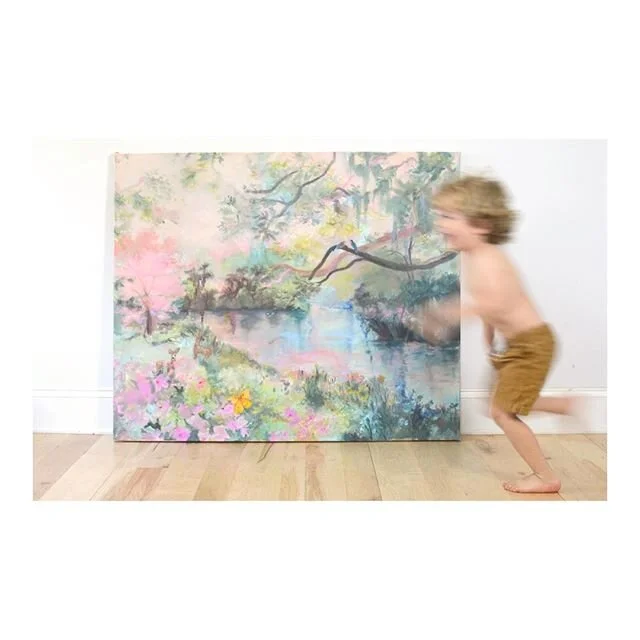 In The Garden - 40x48 acrylic on canvas, 2020
I was so excited to ship this commissioned piece off to one of my favorite tiny gals in Wisconsin. Mathias collaborated with me in so many of the layers in the piece, and my favorite part has to be the r