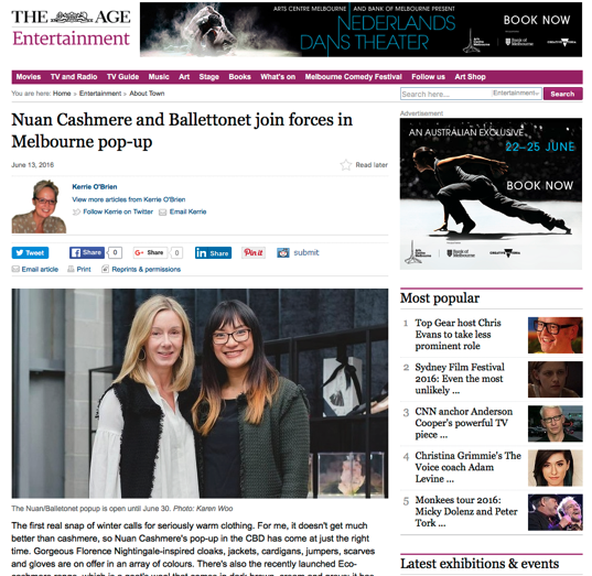 Nuan Cashmere in The Age