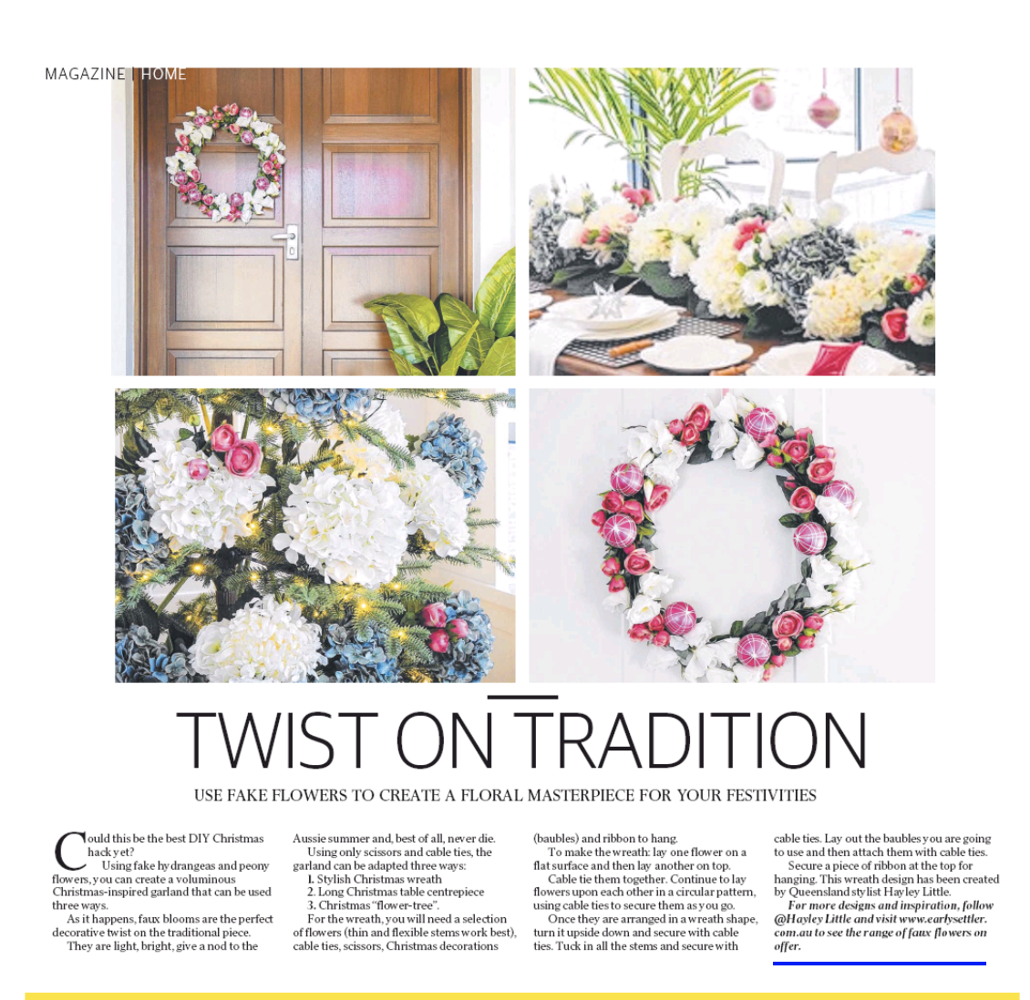 Early Settler faux flowers in Gold Coast Bulletin