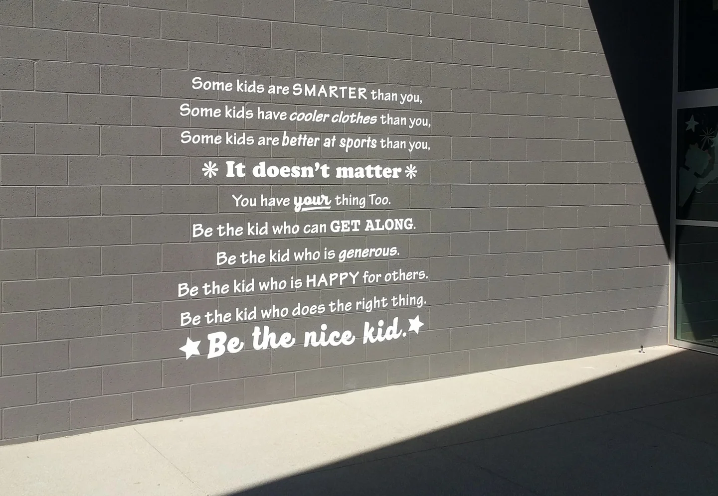 Be the Nice Kid Text Mural