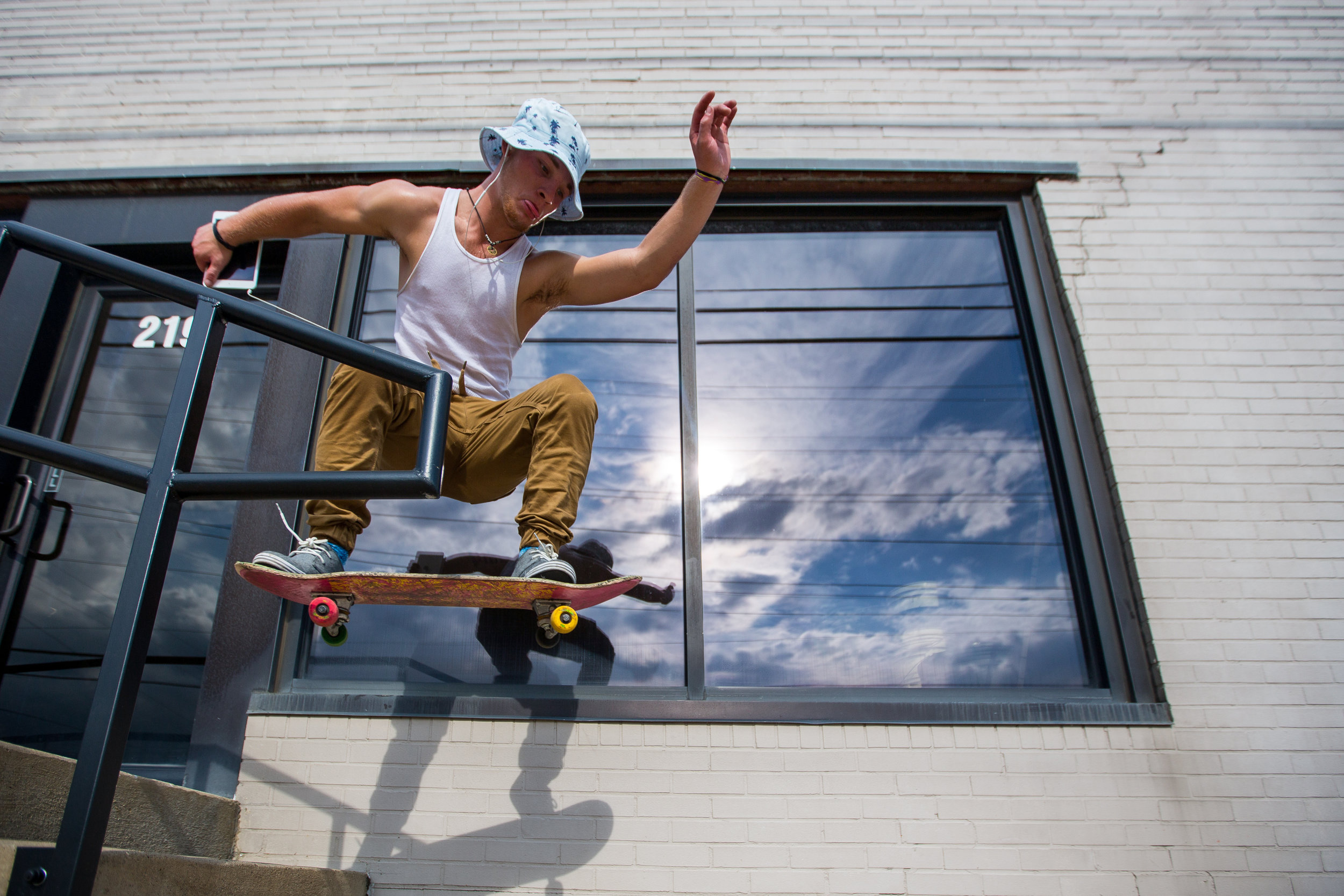  Abraham Sevin of Ambridge skates off of steps in front of a building on Duss Ave. in Ambridge on Thursday afternoon.  