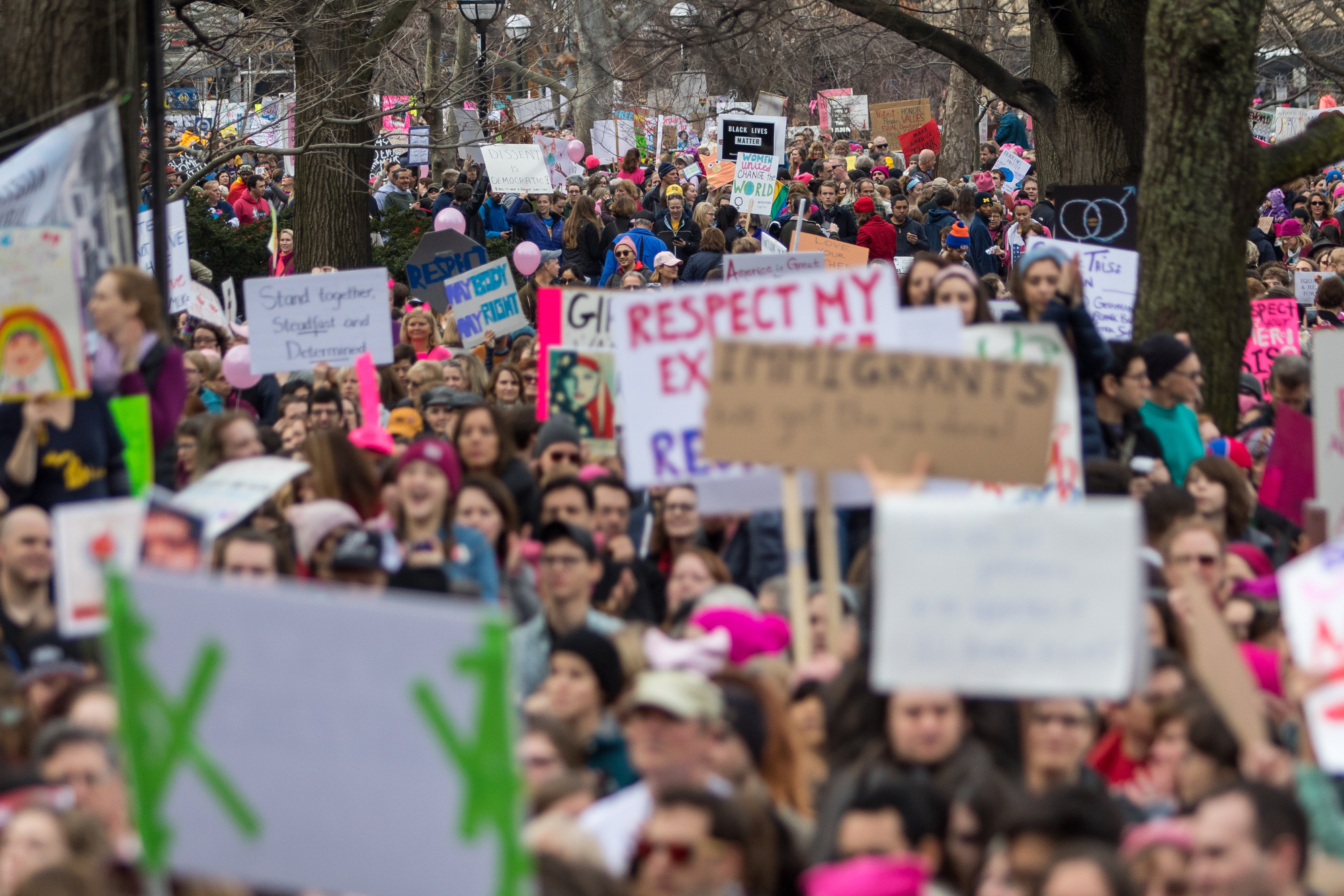  Thousands gather at the Diag at the University of Michigan during the Women's March on Saturday, January 21, 2017.  The march was one of several throughout the country and drew over 6,000 people. Matt Weigand | The Ann Arbor News 