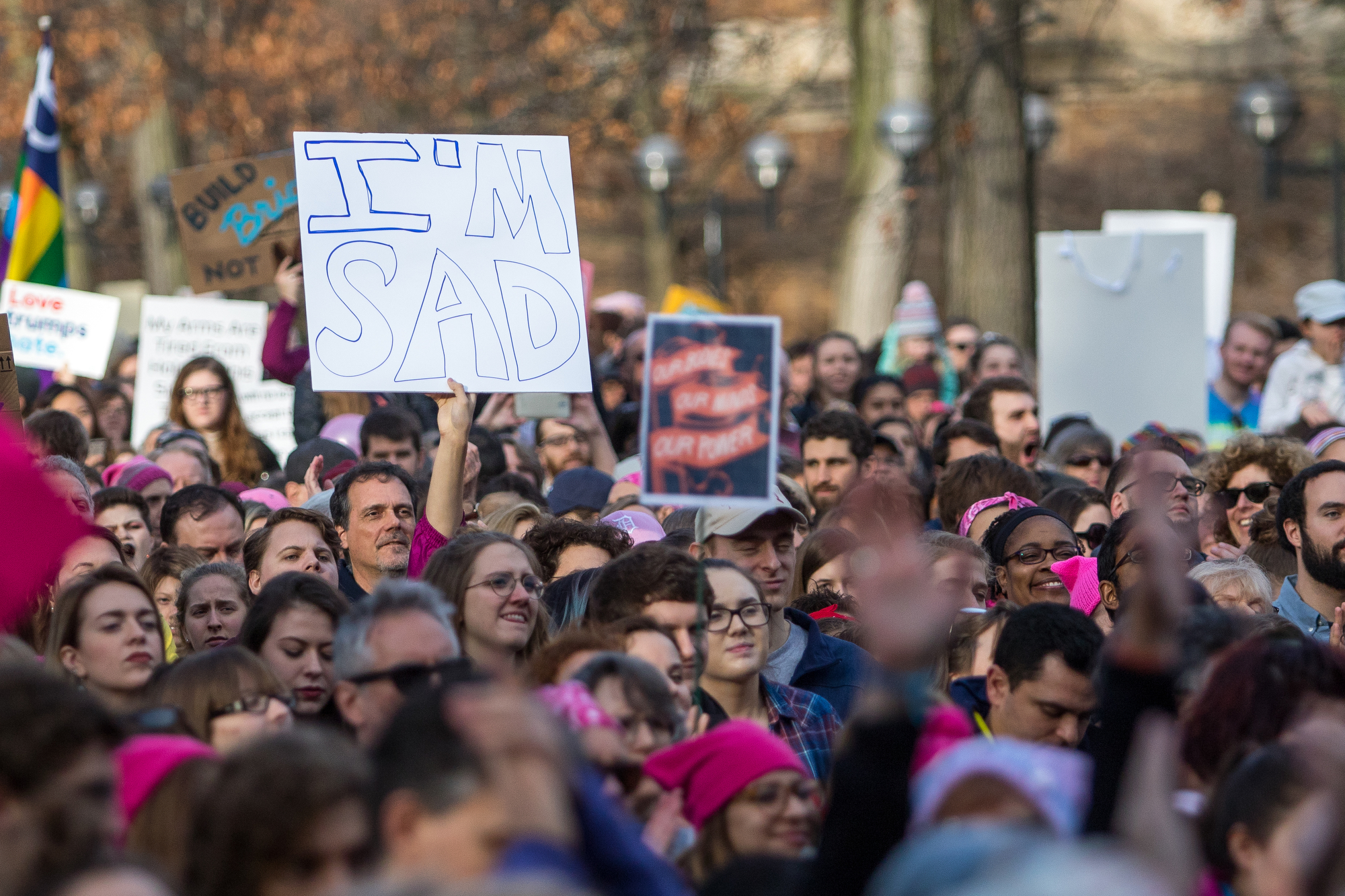  Thousands gather at the Diag at the University of Michigan during the Women's March on Saturday, January 21, 2017.  The march was one of several throughout the country and drew over 6,000 people. Matt Weigand | The Ann Arbor News 