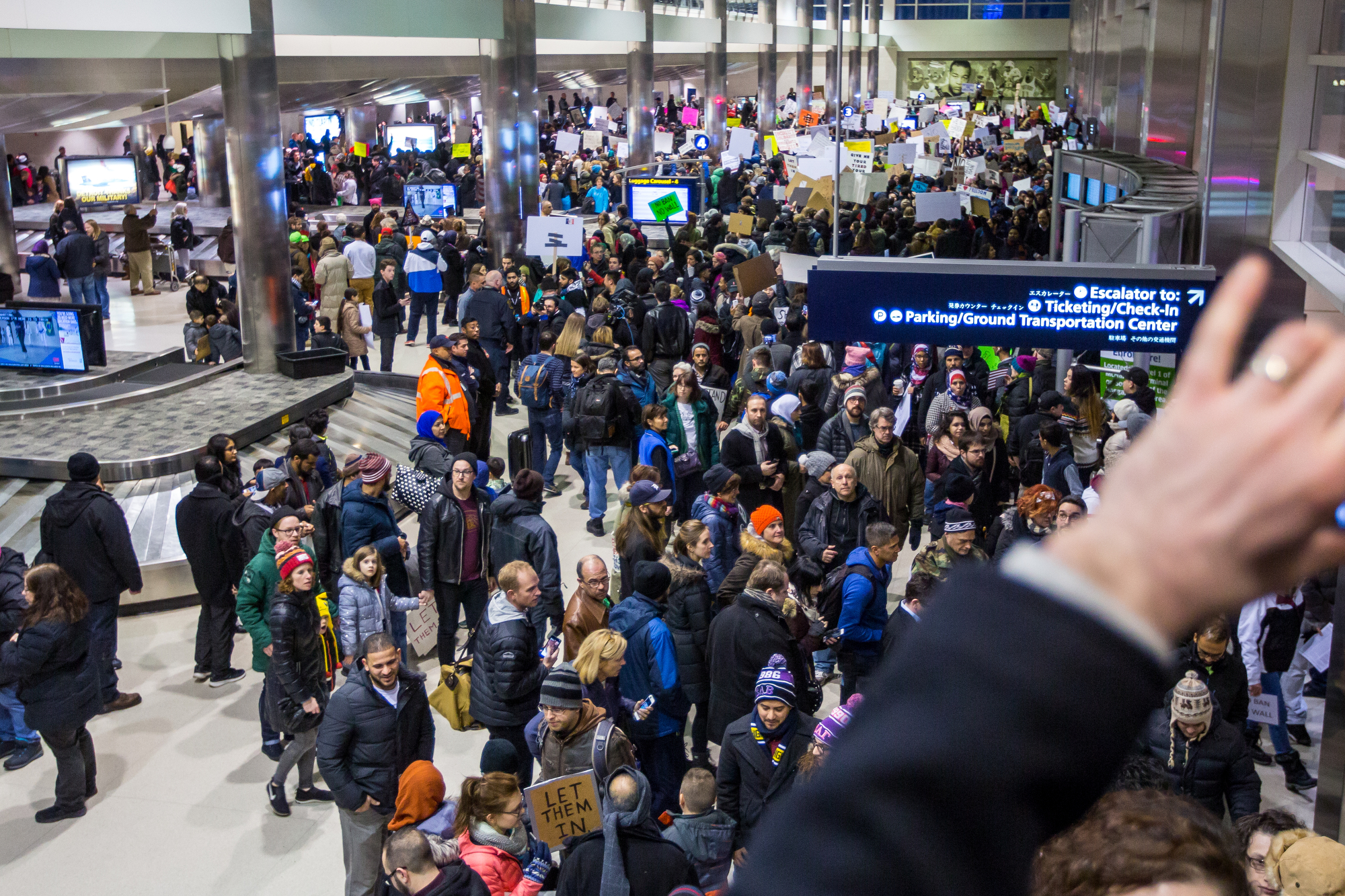  Thousands packed into the baggage claim at Detroit International Airport to protest President Trump and his immigration policy on Sunday, January 29, 2017. Matt Weigand | The Ann Arbor NewsMatt Weigand | The Ann Arbor News 