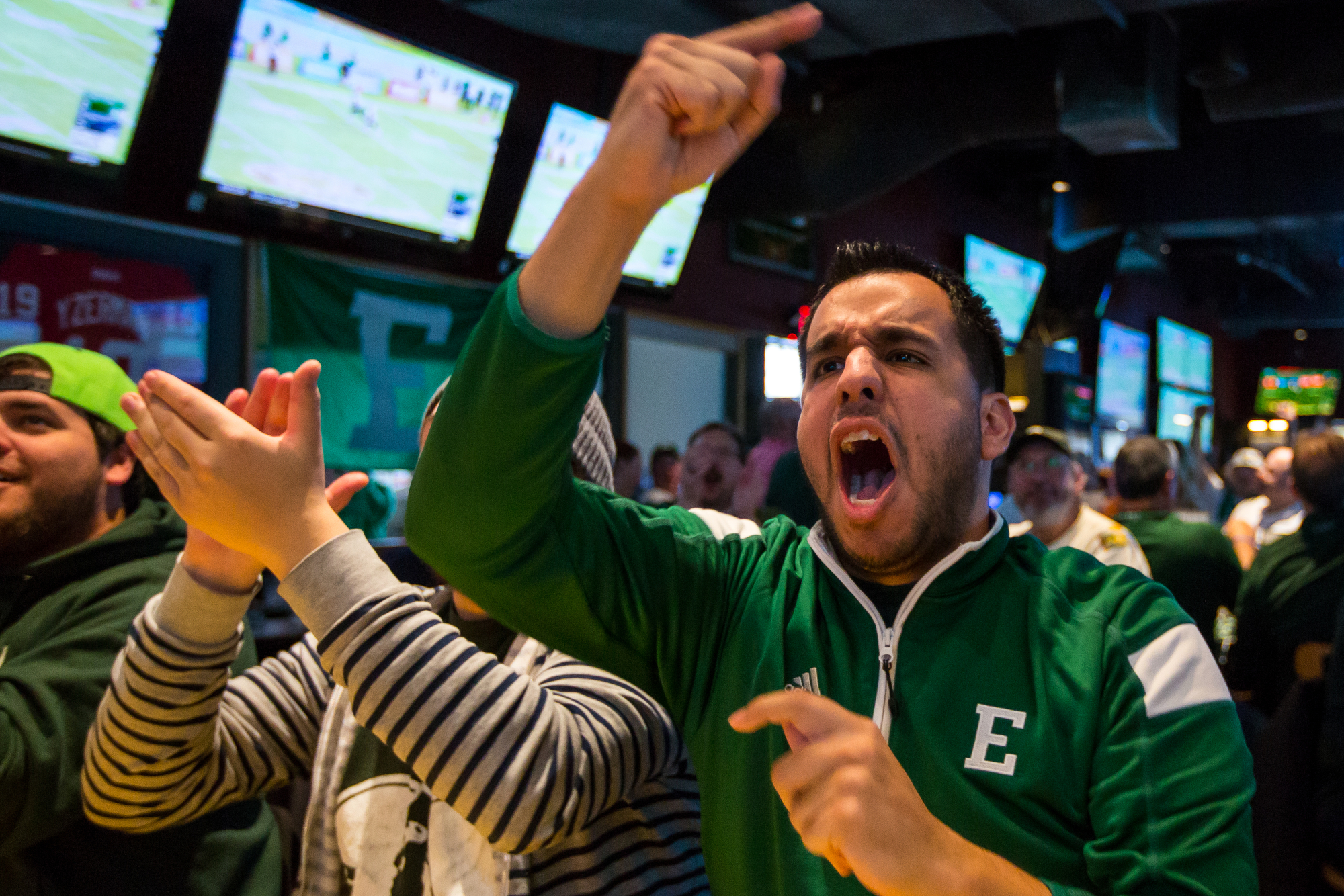  Frank Anderson screams as Eastern Michigan University plays Old Dominion during the Bahamas Bowl from Buffalo Wild Wings in Ypsilanti on Friday, December 23, 2016. EMU has not been to a bowl game since 1987 when they played in the California Bowl. M