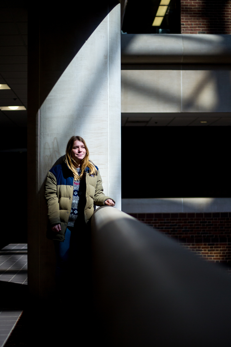  Taylor Baranski, a junior Interdisciplinary Chemical Science major at the University of Michigan, poses for a photograph at Hatcher Library on Thursday, March 23, 2017. Baranski has dealt with anxiety and depression for years before being diagnosed 