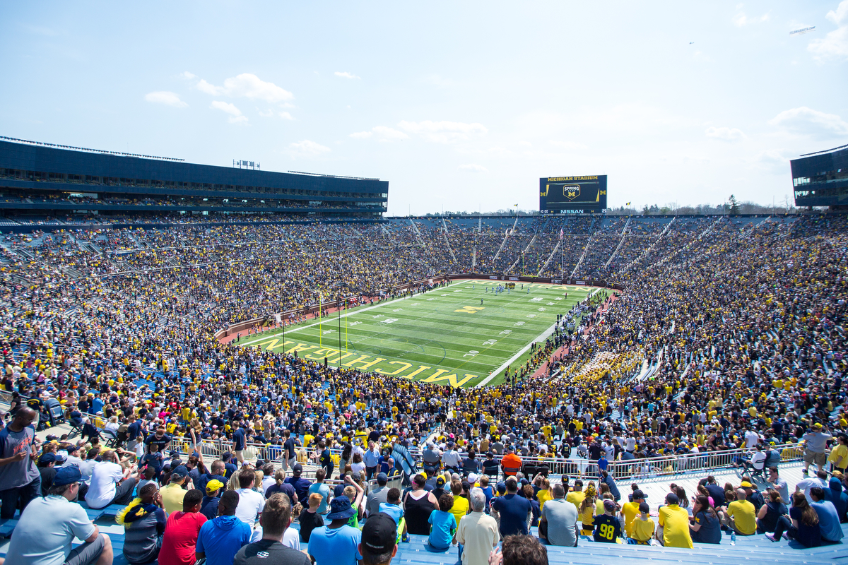  Over 57,000 people gathered at Michigan Stadium for the spring football game on Saturday, April 15, 2017. Matt Weigand | The Ann Arbor News 