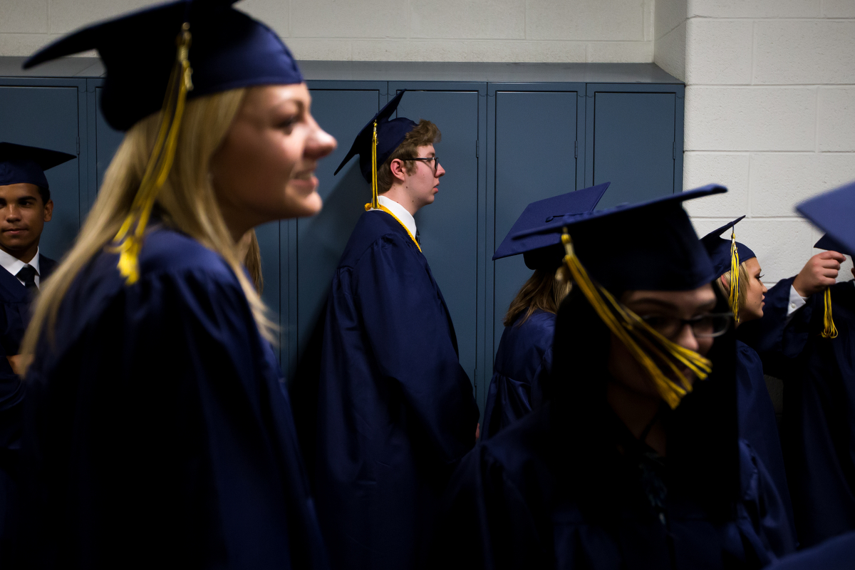  Saline High School students attend their graduation at Saline High School on Sunday, June 4, 2017. The graduating class included 446 seniors and Tammy Carr, co-founder of the ChadTough Foundation was their commencement speaker. Matt Weigand | The An