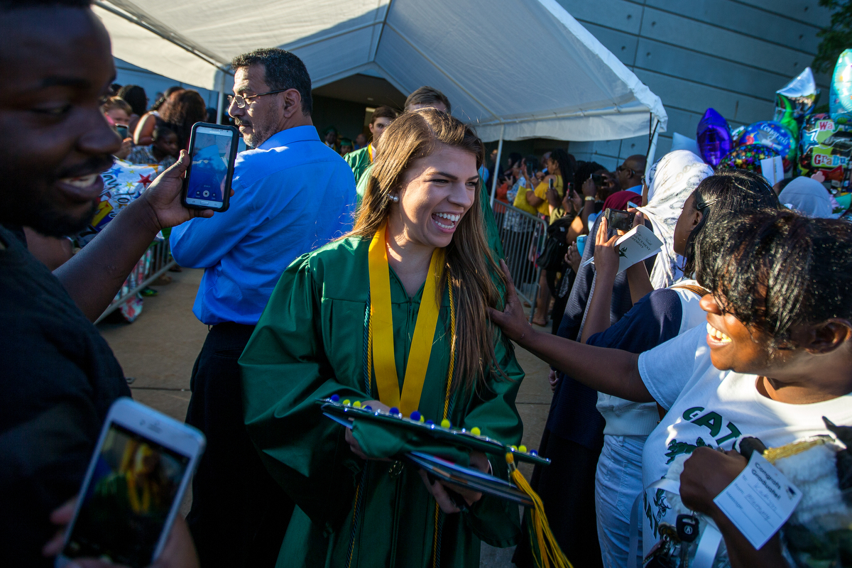  Huron High School students attend their graduation at the Eastern Michigan University Convocation Center in Ypsilanti on Wednesday, June 7, 2017. 316 students accepted their diplomas and ended their high school careers. Matt Weigand | The Ann Arbor 