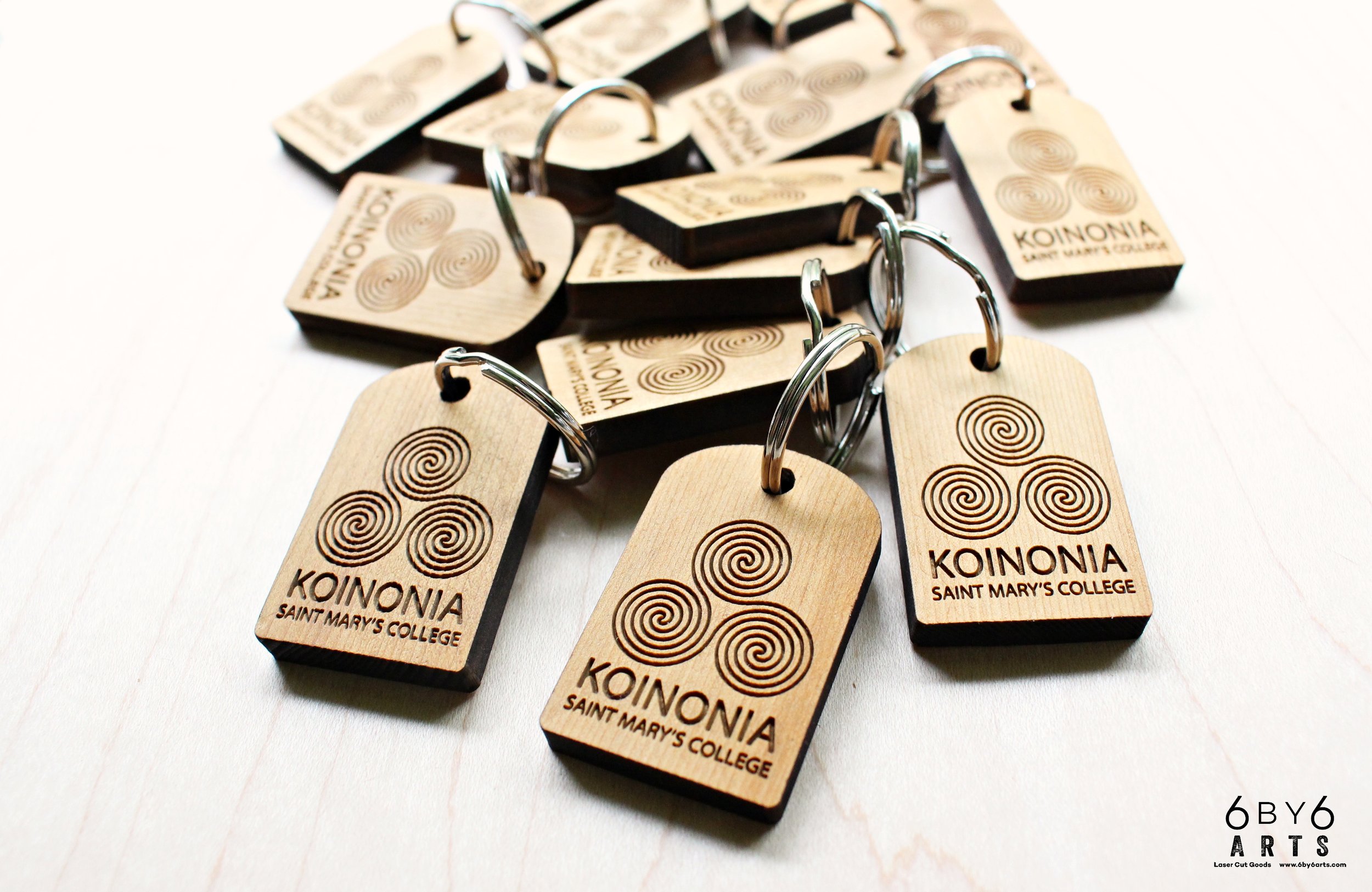 Saint Mary’s College - Reclaimed wood keychains for an annual college event.