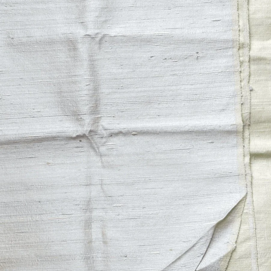Vintage Raw Japanese Silk - Cream Green 3 + yards