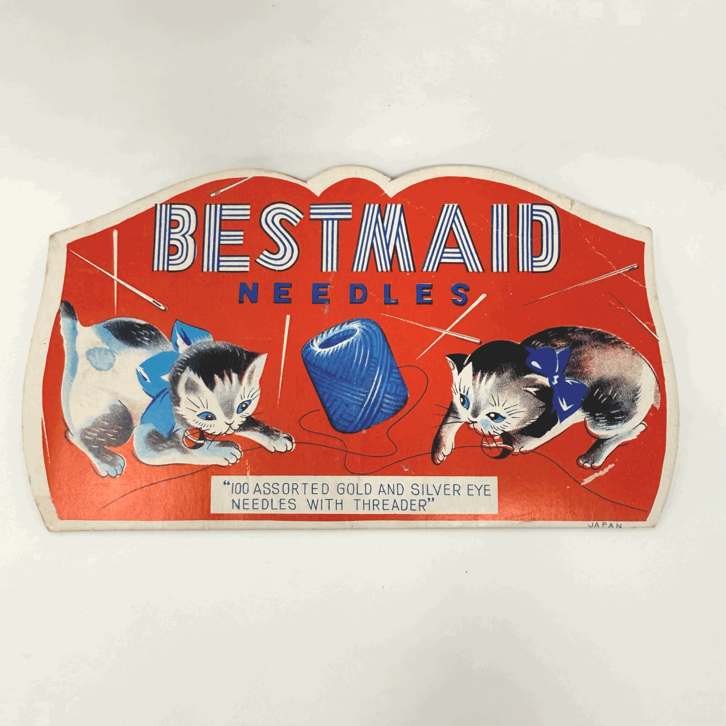 Vintage Bestmaid Hand Sewing Needles - Kittens Decorative Card