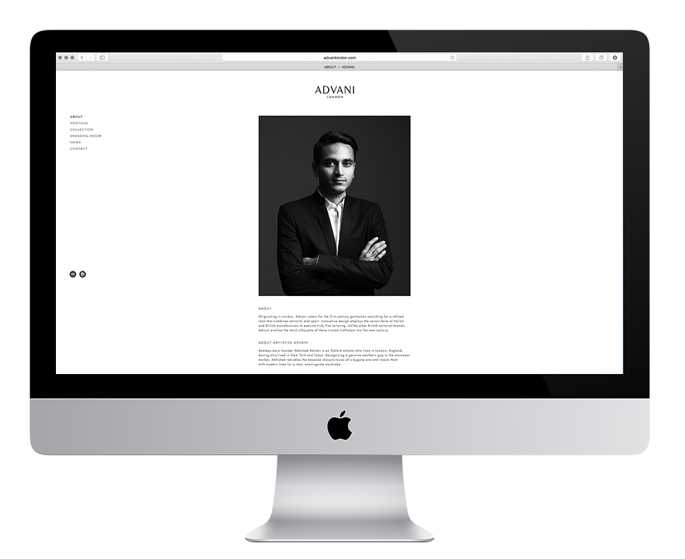 Advani London website design by Sander Gee