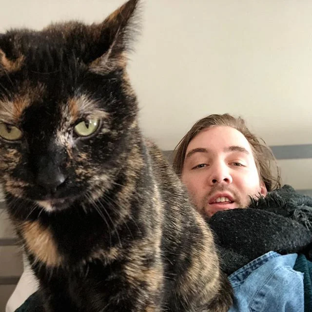 my tortoise-cat and @shebelb are Taurus season vibes holy smokes, which starts today which is my birthday 🍰 add me on co-star