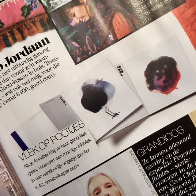 SPOTS ON PAWS! The populair Dutch lifestyle and human interest magazine LINDA. has featured the Ink drop birds! - nov 2018