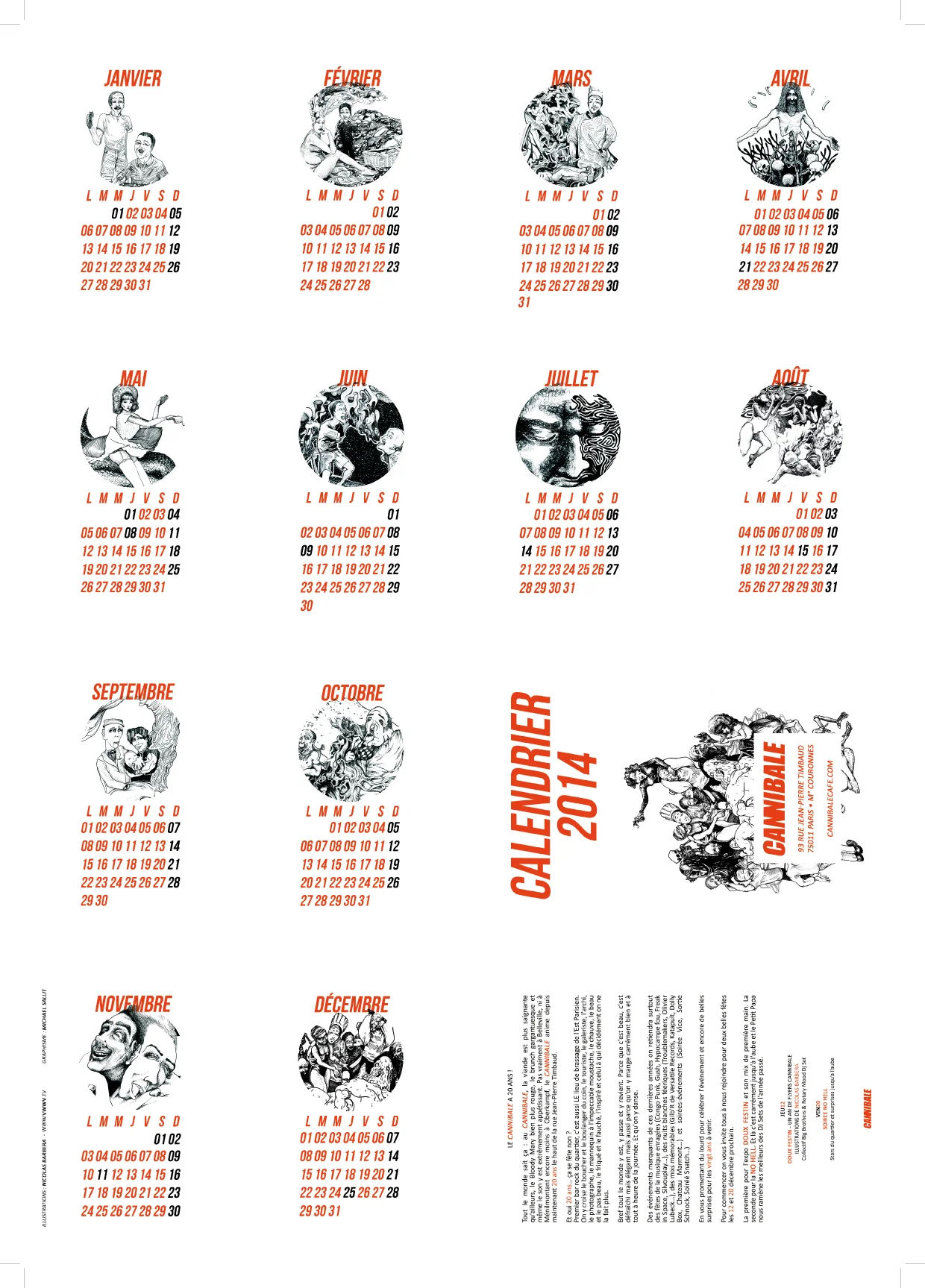 Cannibale Café : Mise en page du Calendrier 2014