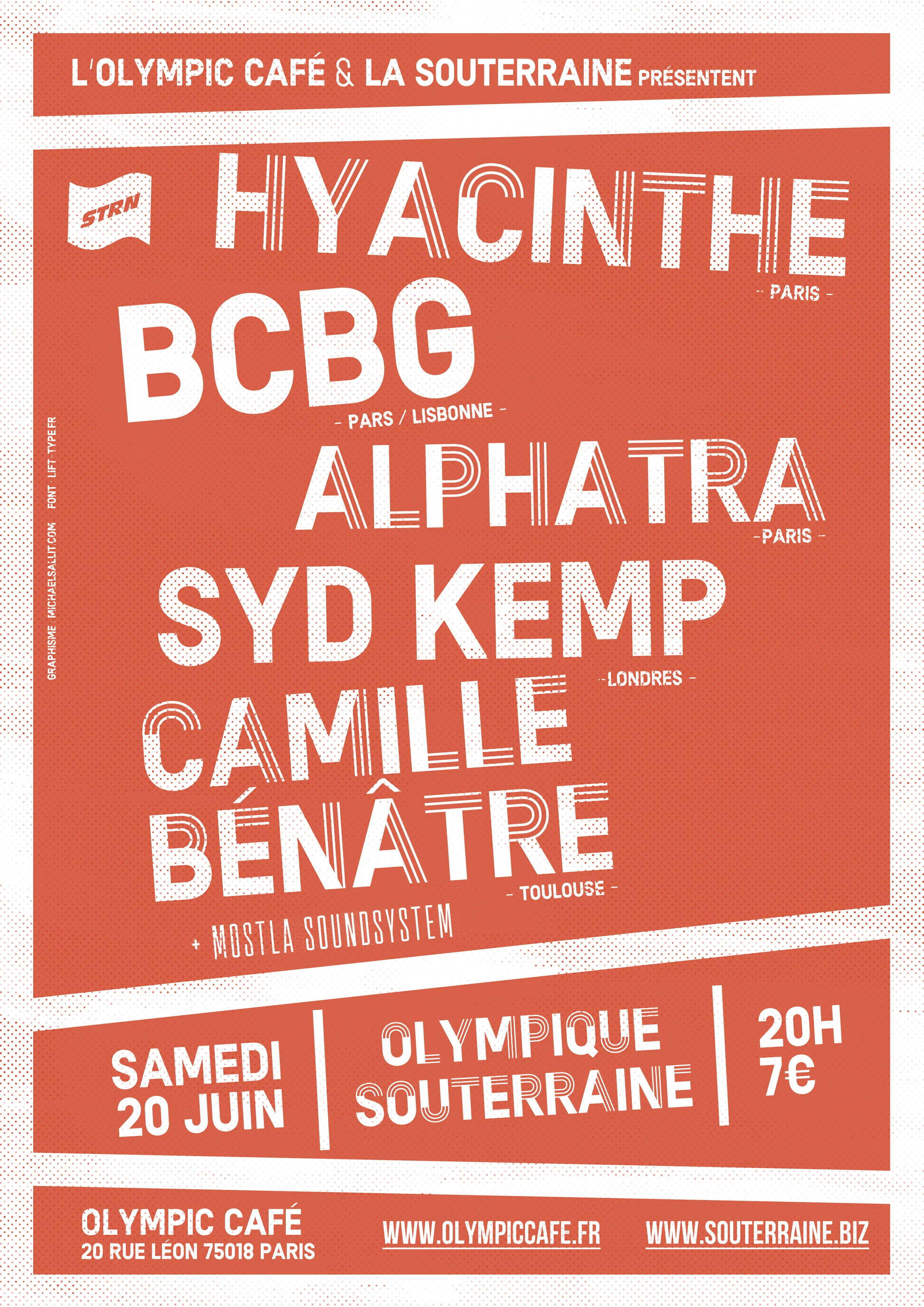Fête Souterraine : Hyacinthe + BCBG + Alphatra + Syd Kemp + Camille Bénâtre