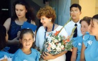 Gillian, Sarah Barnes, and members of the children’s orchestra of the Muñoz Molleda Conservatoire La Linea, Spain in 1998.