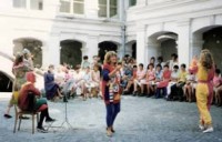 Performing the children’s concert at the Brancovenestri Sanatorium on Concordia’s first visit to Romania, August ‘92