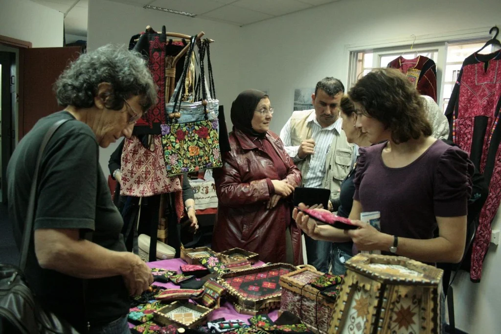 Sale of embroidery from the West Bank. 